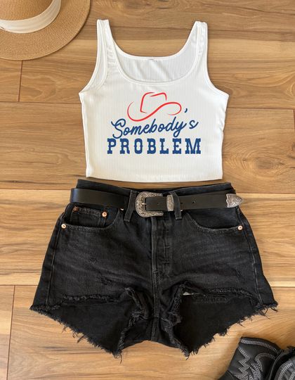 Discover Somebody's Problem Crop Top Country Girl Shirt Western Tee Cowgirl Crop  Tank Top
