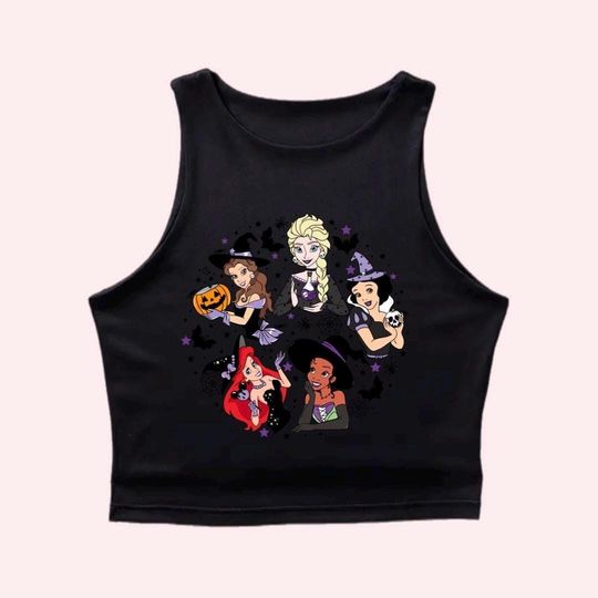 Discover Halloween crop tank, princess shirt, halloween Crop  Tank Top