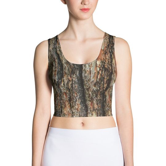 Discover Tree Bark Crop Top, Hunting Shirt, Camo Tank Top, Tree Bark Print
