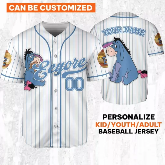Custom Disney Winnie the Pooh Eeyore Baseball Jersey, Sheriff Woody Buzz