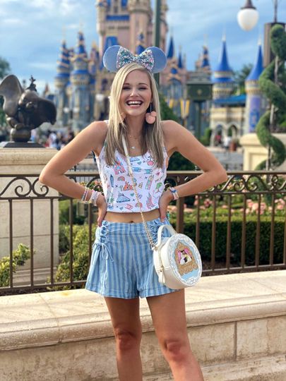 Discover Disney World Crop Top Disney Parks Pattern Walt Disney World   Crop Tank Top