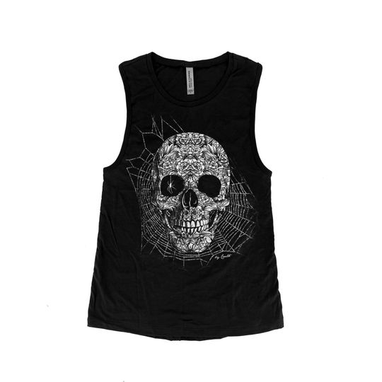 Discover Halloween Shirt for Women Halloween Skull Tank Top Gift for Her Skeleton Muscle Tank Top