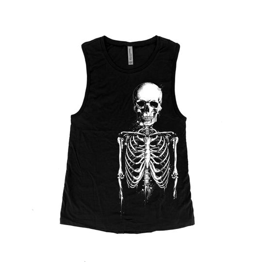 Discover Skeleton Shirt, Halloween Shirt, Muscle Tank Top, Women Tank Top
