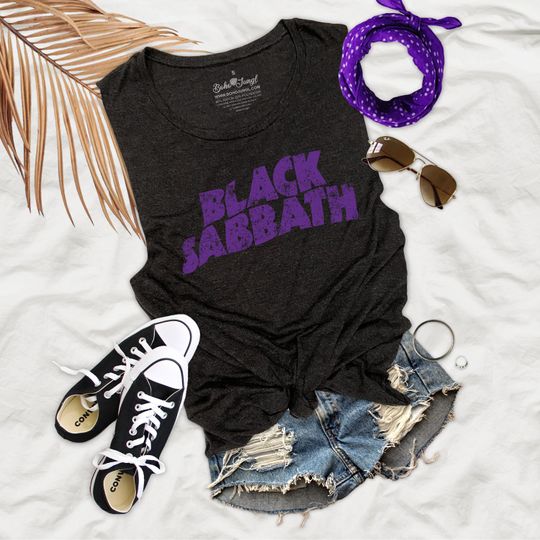 Black Sabbath Vintage Style Rocker Womens Muscle Tank - BS12P