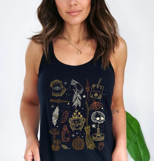 Discover Witchy Grimoire Racerback Tank Top for Women, Ladies Goth Yoga Tank  Tank Top