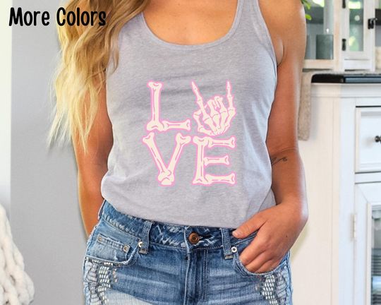 Discover Halloween Love Womens Racer Tank, Halloween Workout shirt for women, Funny love tank top