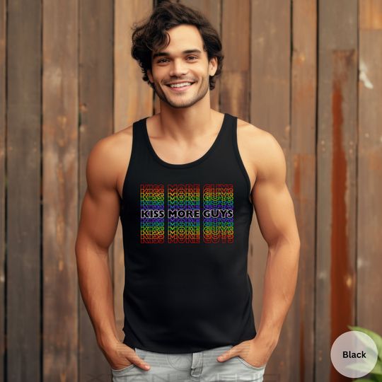 Discover Kiss More Guys LGBTQ Gay Pride Tank Top,  Pride Rainbow Flag Proud & Gay Pride Tank Tops