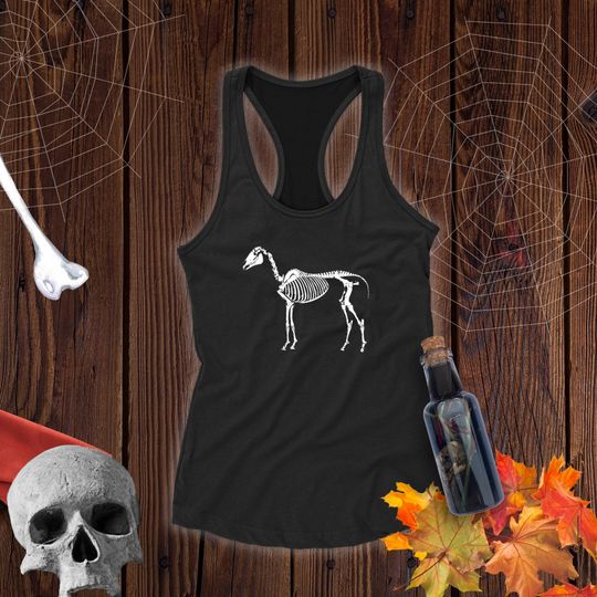 Discover Halloween Horse Skeleton Women's Racerback Tank | Halloween Horse Tank Top