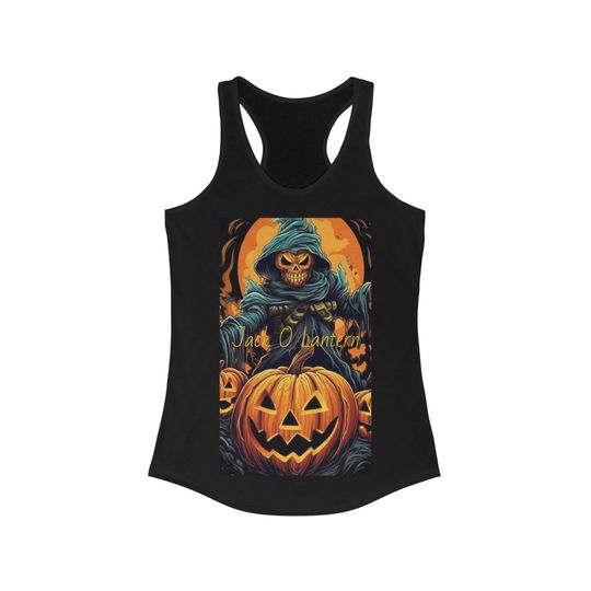 Jack O Lantern Ladies Racerback Tank-Top / Halloween Tank Top