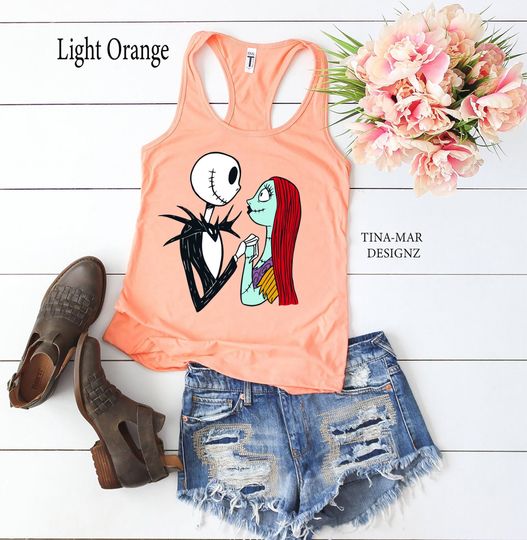 Discover Jack and Sally Skellington Tank Top\\Nightmare Before Christmas Halloween