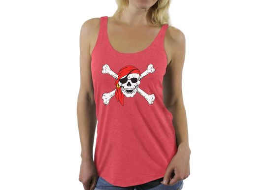 Jolly Roger Skull & Crossbones Racerback Tank Top for Women Pirate Skull Flag Tank