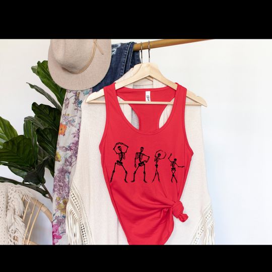 Discover Dancing Skeletons, Funny Halloween Tank Tops, Halloween Gifts, Women Halloween Tank Tops