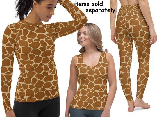 Discover Giraffe Athletic Costume Women Leggings Animal Print Halloween Cosplay Yoga Tank Top
