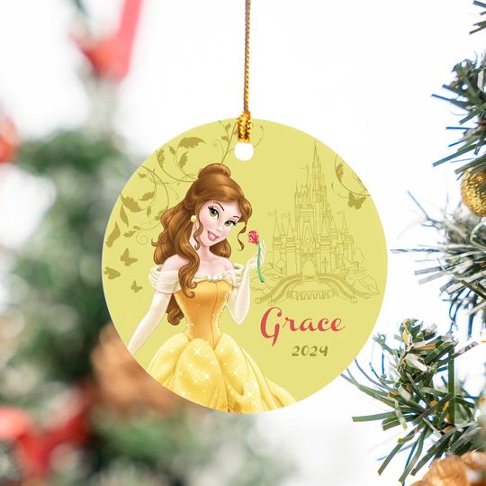 Personalized Beauty and the Beast Belle Princess Disney Christmas Ornament