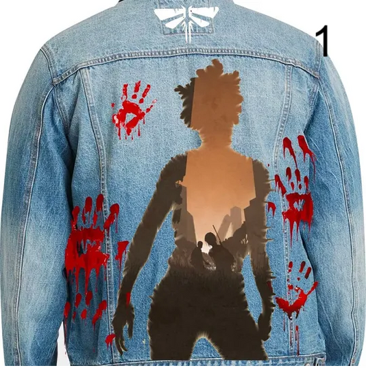 Custom The Last of Us Zombie Apocalypse Hand-Painted Denim Jackets, Iconic Survivor Design, Personalized Unique Zombie Artwork on Jean