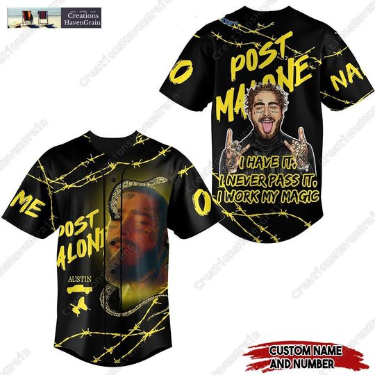 Discover Post Malone Baseball Jersey, I Have It I Work My Magic Black Jersey, Personalized Cowboy Post Baseball Shirt, Malone Music The Album Sh