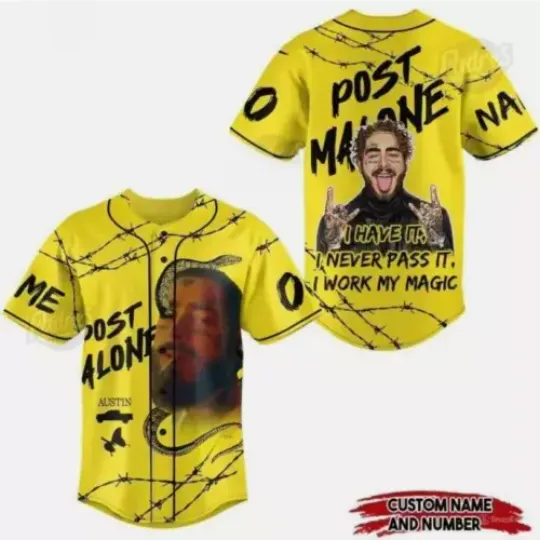 Discover Post Malone Custom Baseball Jersey Fan Gear