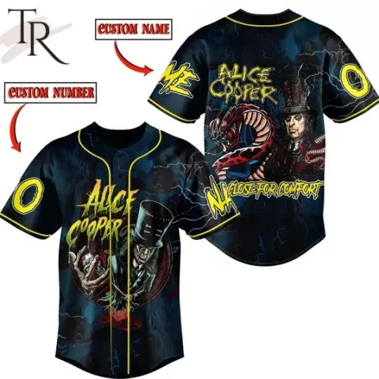 Discover SALE!!_ Alice Cooper Too Close For Comfort Custom Baseball Jersey Shirt