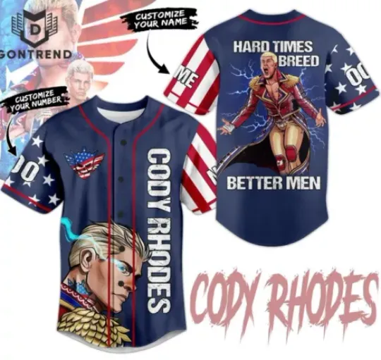Discover Cody Rhodes Hard Times Breed Better Men Baseball Jersey