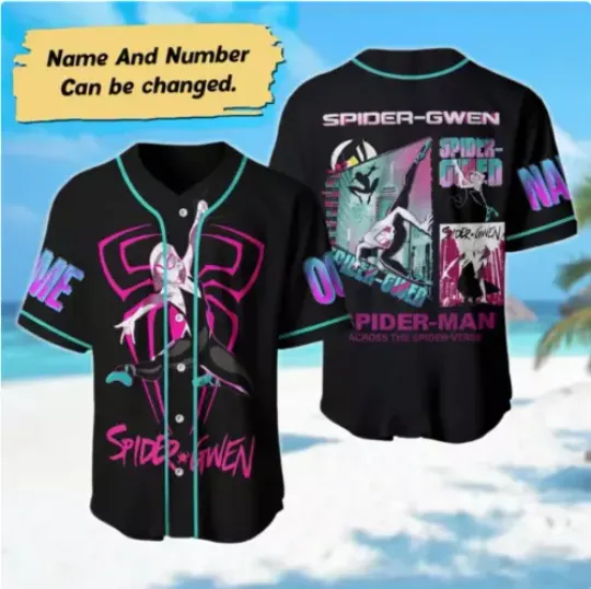 Personalized Spider Gwen 3D BASEBALL JERSEY SHIRT HALLOWEEN GIFT CHRISTMAS GIFT