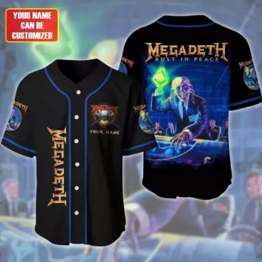 Personalized Megadeth Rock Band Baseball Jersey Print Unisex T-Shirts