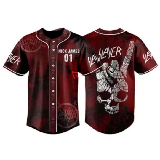 Discover Slayer Rock Band 3D Print Baseball Jersey Shirt