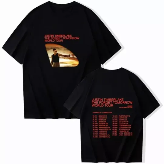 Discover Justin Timberlake The Forget Tomorrow World Tour European/UK 2024 Summer T-shirt