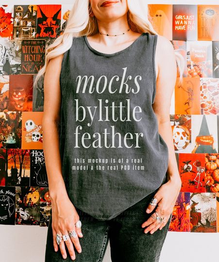 Discover Comfort Colors 9360 Pepper Mockup, Trendy Halloween Tank Top