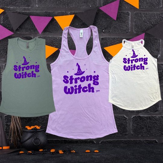 Halloween witchy tank top for women, strong witch racerback top perfect for the gym