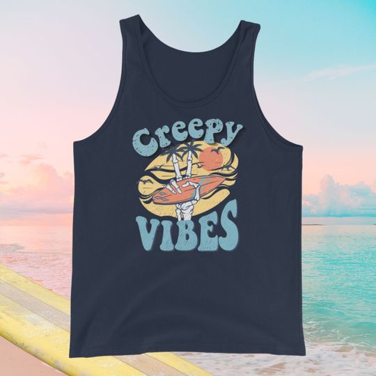 Discover Vintage Halloween Tank Top, Men's Tank Top, surfing vibe tee, retro beach tank