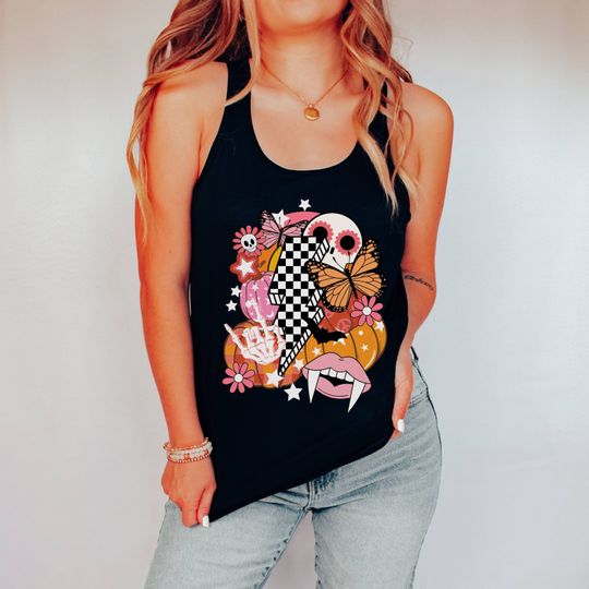 Discover halloween tank top, pastel goth clothing, pastel goth shirt, retro skeleton Tank Top