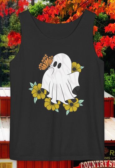 Discover Butterfly Ghost Floral TankTop, Paranormal Lover Gift, Cute GHOST Clothing