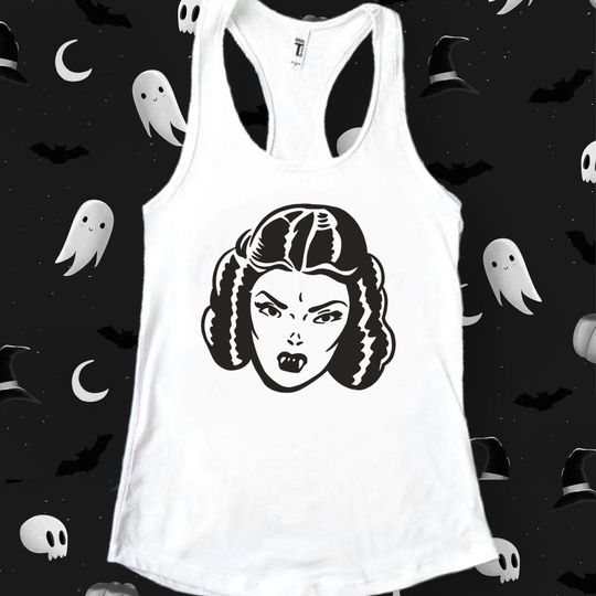 Discover Retro Vampire Lady Tank Top | Vintage Halloween Vampire Woman Tank Top