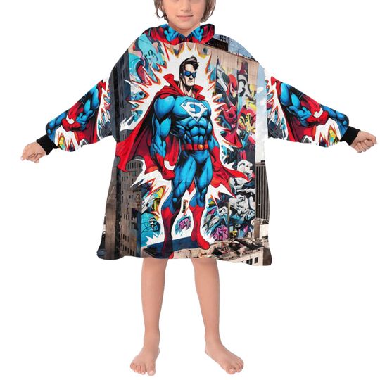 Blanket Hoodie Cartoon Art Retro Superhero Hero Comics