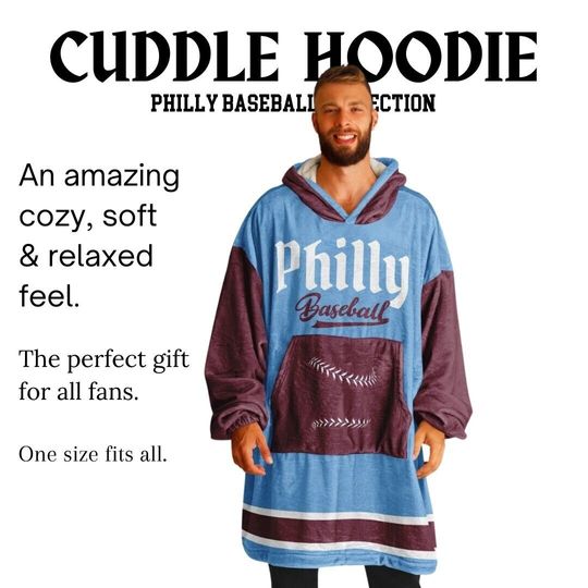 Hoodie Philly Baseball Collection Powder Blue Retro Look Cuddle Hoodie Gift for Philadelphia Baseball Fans Gift Dad Gift Mom Gift Youth Gift