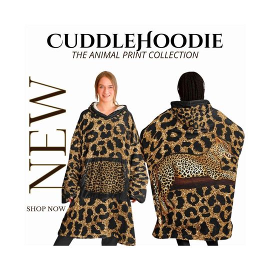 Discover Leopard Print Oversize Cuddle Hoodie  Family Gift For Her or Him Animal Print Fashion Loungewear