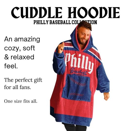Philly Baseball Collection Red and Blue "Fightin" Cuddle Hoodie Gift for Philadelphia Baseball Fans Gift for Dad Gift for Mom