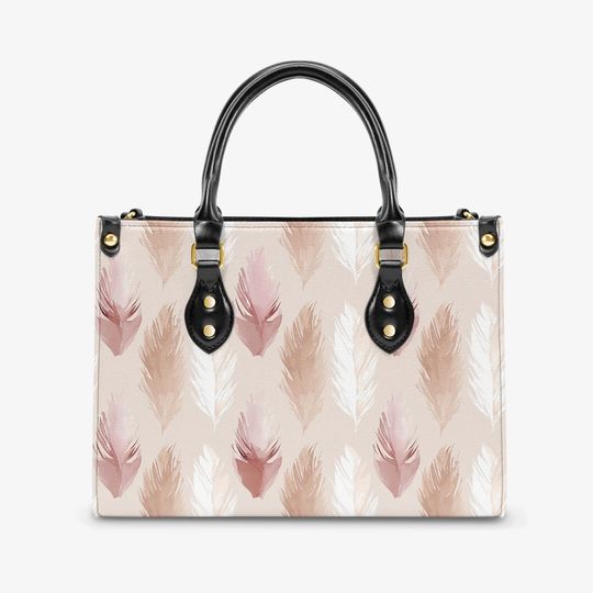 Boho Dusty Pink and Cream Feather Tote/ Women's Tote Bag/Boho Handbag/Zippered Tote, Boho Purse, Gifts for Her, Boho Feathers Bag