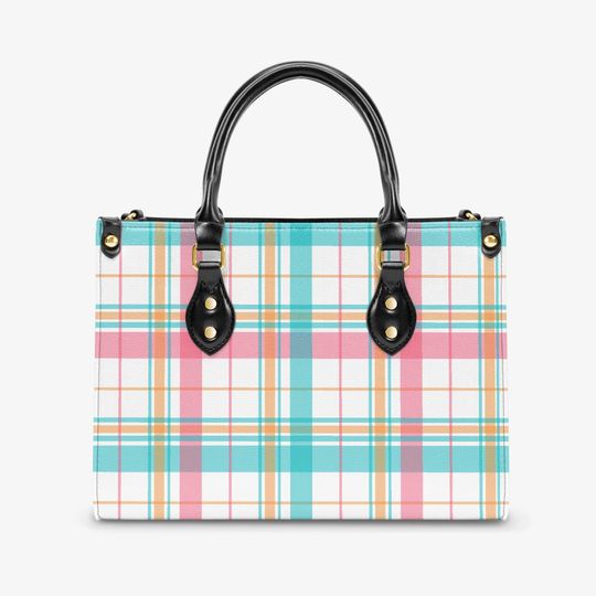 Bright Summer Plaid Women's Tote Bag, Women's Handbag, Preppy Gingham Shoulder Bag, Trendy Handbag, Women's Purse
