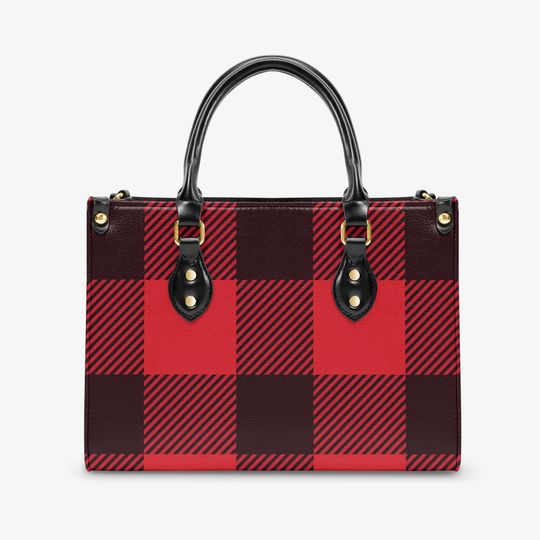 Discover Red and Black Buffalo Plaid Tote Bag, Women's Plaid Handbag, Christmas, Holiday Shoulder Bag, Buffalo Plaid Handbag