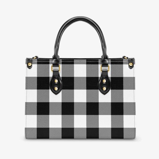 Discover Buffalo Plaid  Women's Tote Bag, Black and White Shoulder Bag, Plaid Purse, Fall Handbag, Christmas, Holiday Handbag