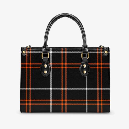 Discover Fall Black and Orange Plaid Women's Tote Bag/Zippered Tote/Seasonal Handbag/Halloween/Thanksgiving