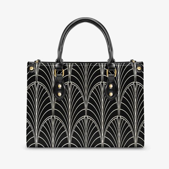 Discover Art Deco Black/Beige Women's Tote Bag, Fashion Handbag, Zippered Tote Bag, Art Decor Accessories, Gifts for Her, Women's Shoulder Bag