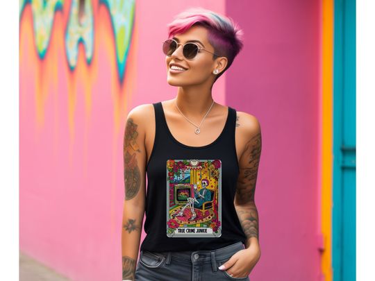 Discover Tarot Tank Top, true crime junkie, true crime lover, cu tee,   tarot gift Tank Top