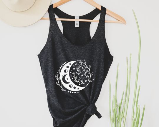 Discover Witchy Celestial Tank Top, Moon Tank Top, Celestial Moon, Witchcraft Tank Top
