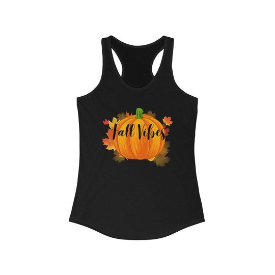 Discover Fall Vibes Layering Racerback Tank Top} Halloween Pumpkin Tank Top