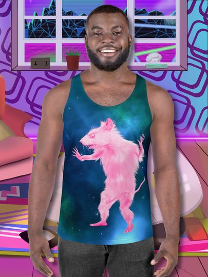 Discover Tank Top Funny Rat in Space Graphic Sports Vest Tank Top