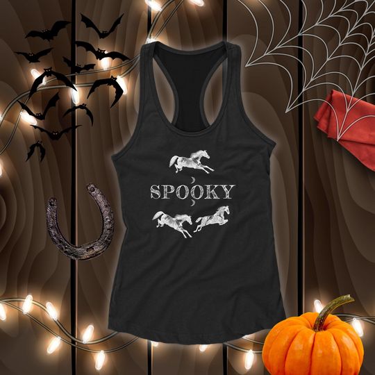 Discover Halloween Spooky Women's Racerback Tank | Halloween Horse Tank Top