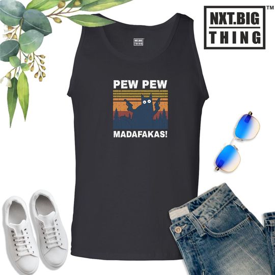 Discover Pew Pew Madafakas Vest Fuuny Rude Cat Killer Cat Animal Lover  Tank Top