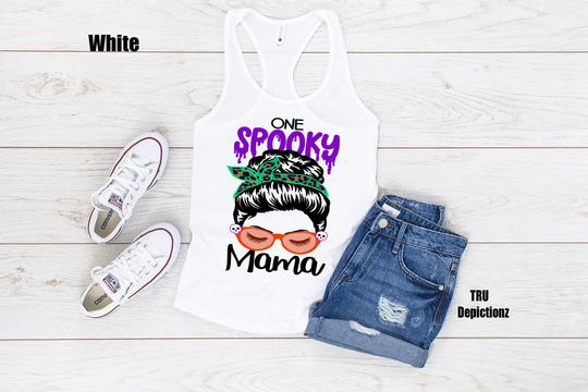 Discover One Spooky MAMA Tank Top||Cute Ladies Halloween Tank Top